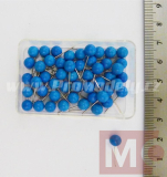 Špendlíky s barevnou 6mm hlavičkou, modré