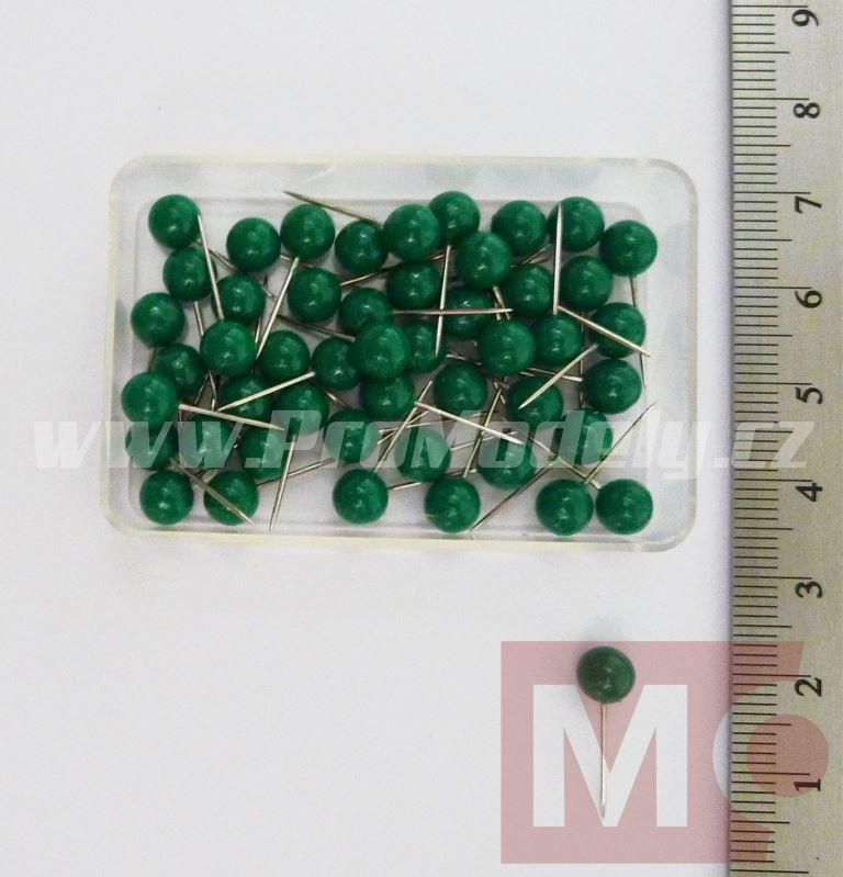 Špendlíky s barevnou 6mm hlavičkou, zelené