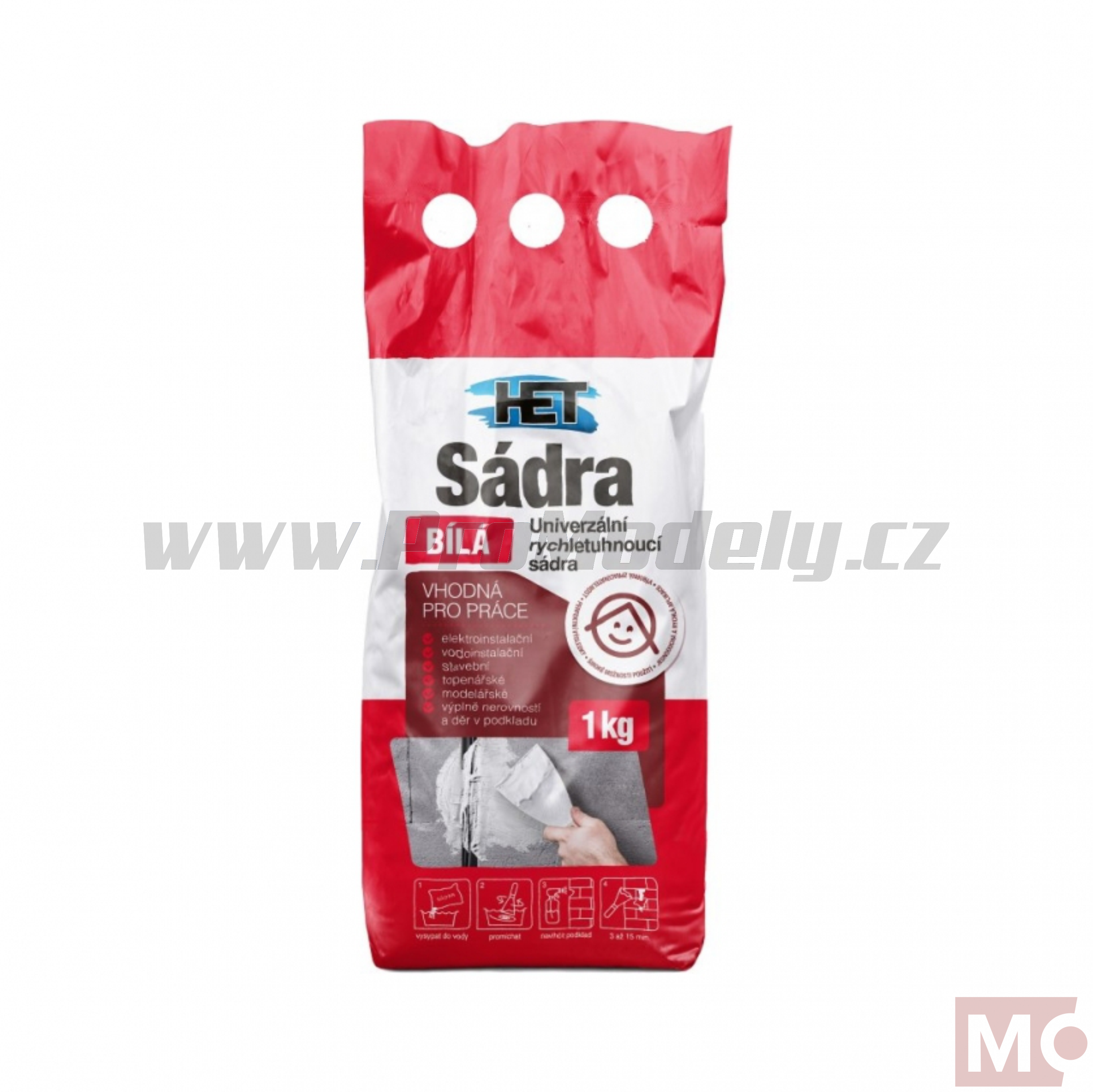 Sádra, 1000g, bílá