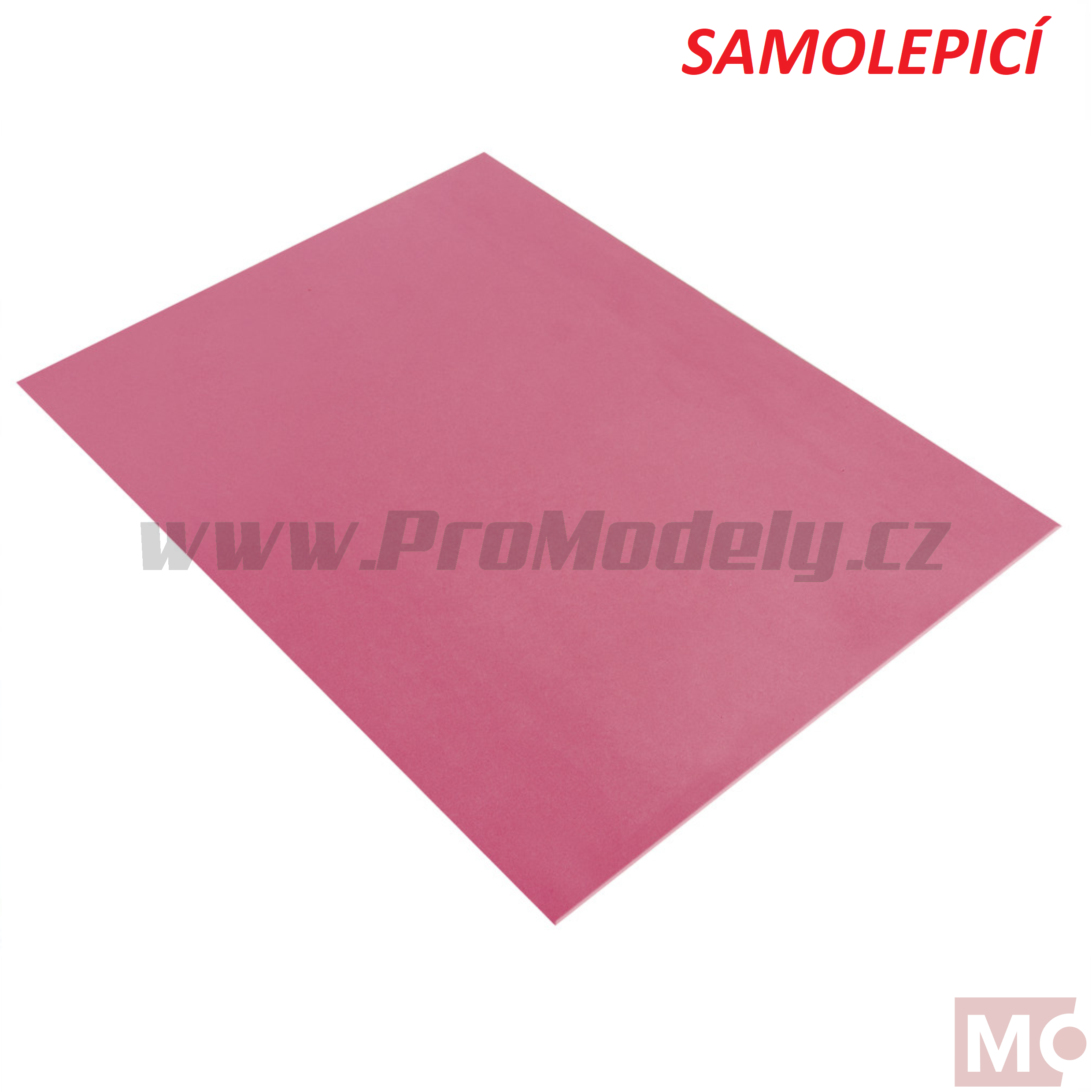 Pěnová guma Moosgummi 20x30cm samolepicí, 2mm, růžová