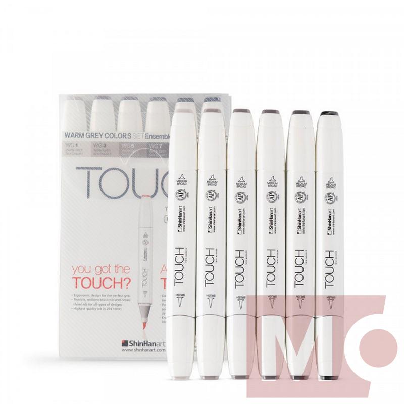 Touch Twin Brush Marker 6ks, šedé Warm