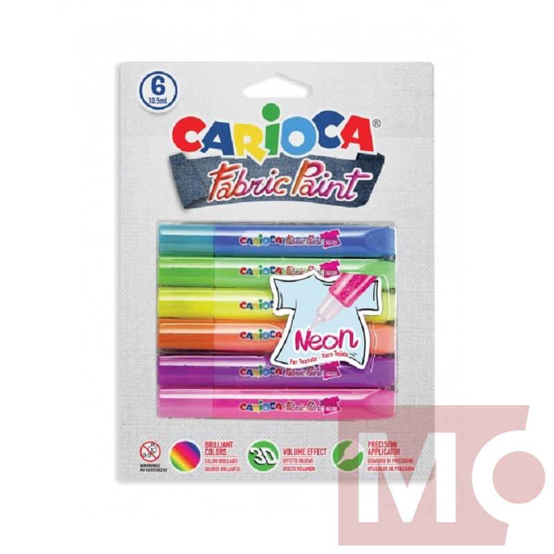 Barvy na textil CARIOCA s 3D efektem, 6ks neonové