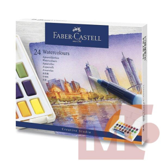 Akvarelové barvy FABER-CASTELL, 24ks v plastové krabičce