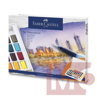 Akvarelové barvy FABER-CASTELL, 36ks v plastové krabičce